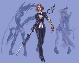 Woman suit knife sword two - two other woman free wallpaper