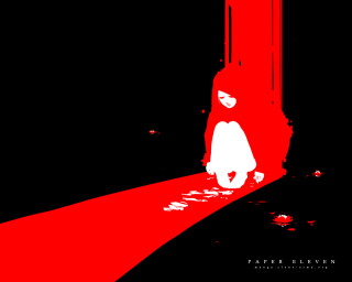 Red hallway blood silhouette holography - paper texture free wallpaper for desktop