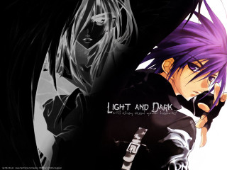 Purple haired boys sword gloves - free dark wallpaper