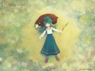 Girl green hat green dress - a painting of a girl free wallpaper