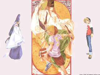 Anime couple pink background magical - mosaic free wallpaper