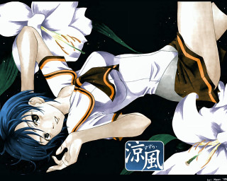 Woman flowers blue hair moon - white flower free wallpaper