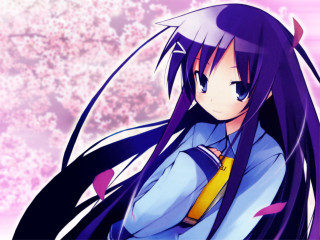 Purple hair girl flower spring - a yellow tie free wallpaper