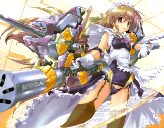 Woman dress gun rayonism mecha - a gun and a gun free wallpaper