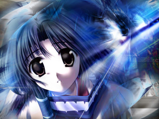 Anime girl cat blue background - a white cat free wallpaper