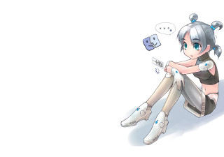 Girl sitting thought bubble blue - gradient light blue free wallpaper