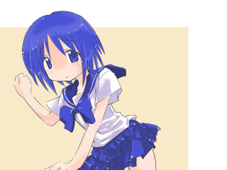 Blue hair girl sailor uniform - her hip free wallpaper