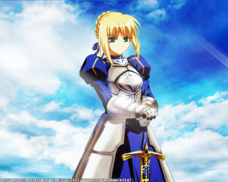 Blue armor saber blonde sky - blue sky free wallpaper