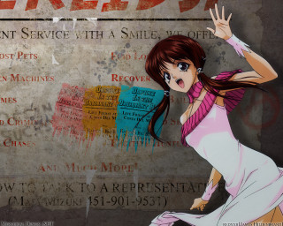 Woman dress standing keep sign - anime visual free wallpaper