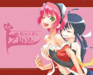 Pink haired girls hugging smiling - green eye free wallpaper