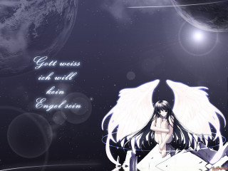 Angel wings girl space background - a table in front free wallpaper