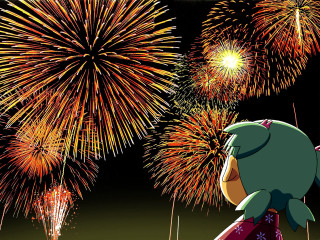 Fireworks fish kimono summer festival - official free wallpaper