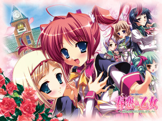 Anime girls clock tower roses - rose free wallpaper