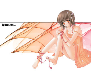 Pink dress girl umbrella anime - a pink umbrella free wallpaper