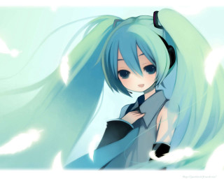 Anime girl blue hair black - stripe free wallpaper for desktop