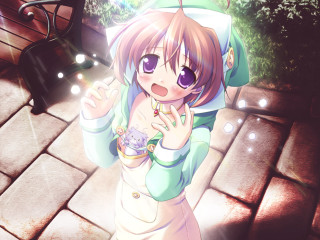 Girl green dress umbrella cupcake - a brick walkway free wallpaper