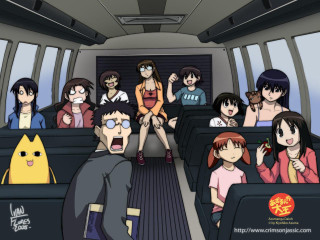 Train otaku group cartoon characters - the seat free wallpaper