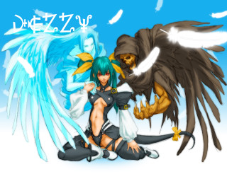 Girl bird demon hug neogeo - death free wallpaper