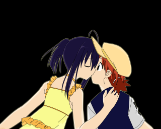 Kissing couple anime rayonism yuri - the dark room of a building free wallpaper
