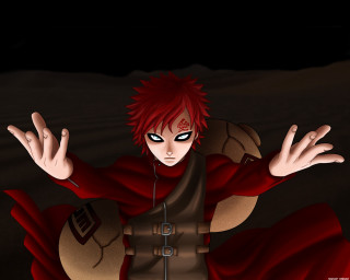 Red haired manga hero outstretched - a red cape free wallpaper