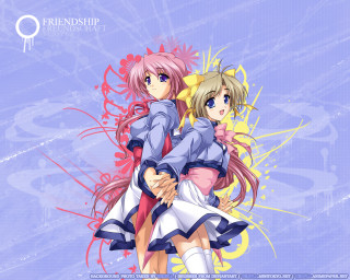 Anime pinkhair blueeyes holdinghands schooluniform - two anime girl free wallpaper for desktop