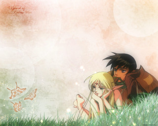 Anime couple grass butterflies neo - free valentines wallpaper
