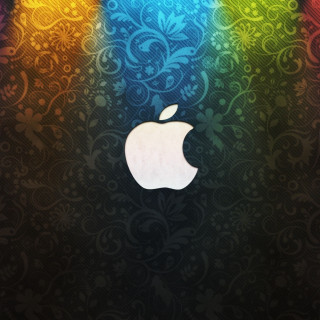 Colorful apple logo black background - a rainbow light free wallpaper