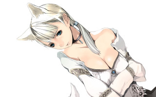 White haired woman animal ears - akihiko yoshida free wallpaper