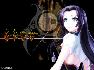 Anime girl black hair blue 7 - dark background free wallpaper for desktop