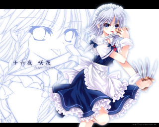 Anime girl white hair blue 12 - clear free wallpaper