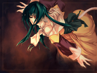 Green hair flying portrait alice - her arm free wallpaper for desktop