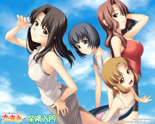 Four girls clouds blue sky - a group of women free wallpaper