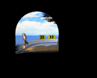 Woman bridge water caution sign - realistic free wallpaper