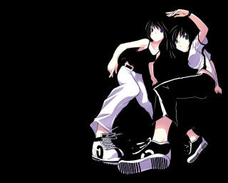 Anime dancing girls black background - anime style free wallpaper