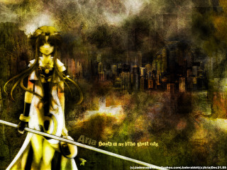 Woman sword cityscape gothic anime - death free wallpaper