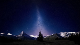 Night sky mountain range tree 2 - sky above free wallpaper