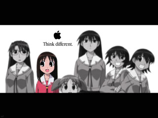 Anime girls think different blurry 2 - free technology wallpaper