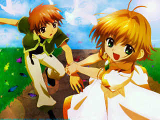 Anime couple field flower sky - a couple of anime characters holding free wallpaper