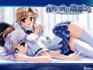 Anime girls bed rayonism official - top of a bed together free wallpaper