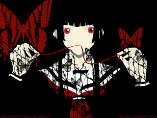 Woman red eyes scissors butterfly - chiharu shiota free wallpaper