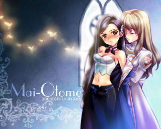 Anime hugging girls window blue - a light shining free wallpaper