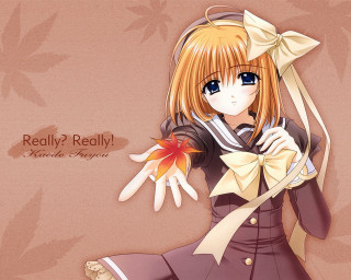 Anime girl bow knife leaf - a caption free wallpaper for desktop