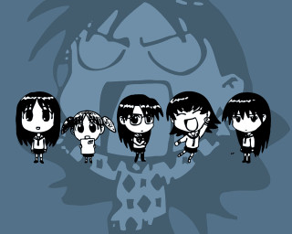 Cartoon girls blue background shadows - madhouse free wallpaper for desktop