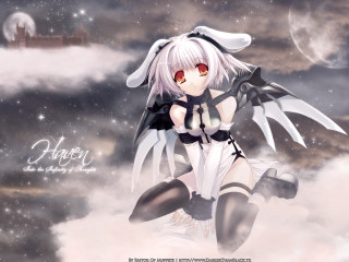 Anime girl white hair red 8 - a cloud free wallpaper for desktop