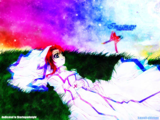 Woman lying grass sky aurora - the ground in a field of grass free wallpaper