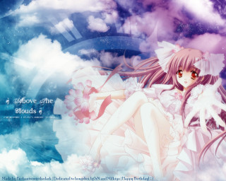 Anime girl cloud clock star - a cloud free wallpaper
