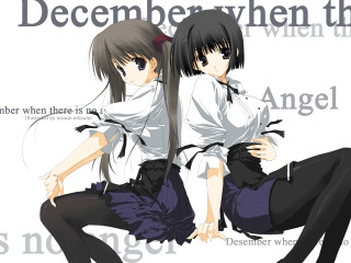 Angel december anime 2girls backtoback - two anime girls sitting next free wallpaper