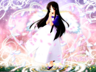 Woman white dress holography anime - a white dress holding free wallpaper