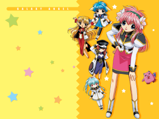 Anime girls yellow stars american - mosaic free wallpaper