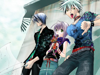 Anime group pointing open mouth - their mouth free wallpaper